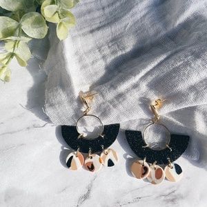 Black and Gold Art Deco Polymer Clay Earrings